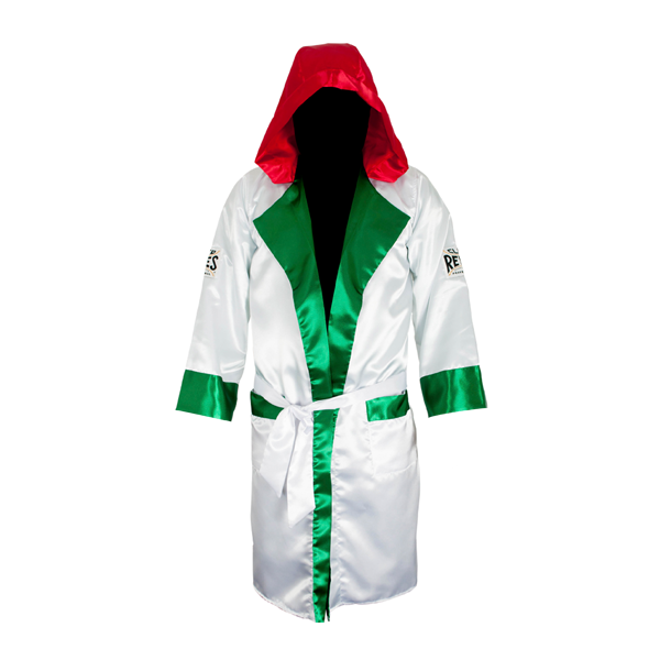 Mexican Flag Cleto Reyes Satin Boxing Robe with Hood 