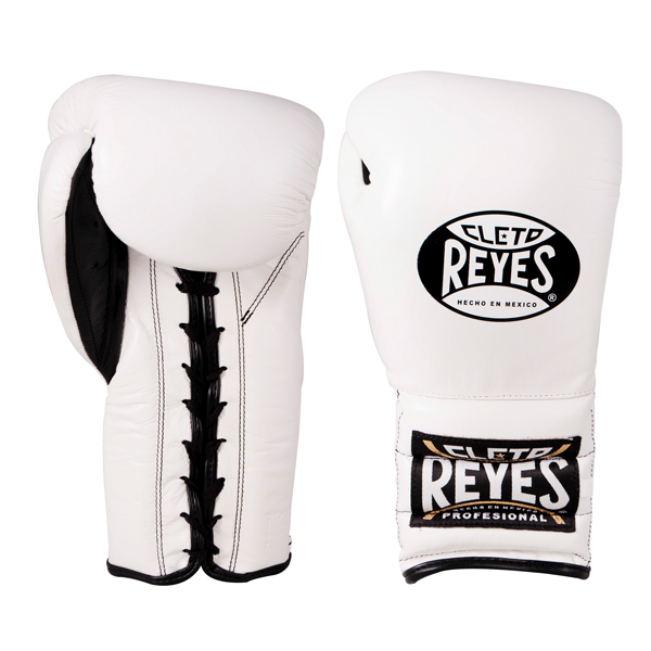 White Cleto Reyes Safetec Professional Lace Up Training Boxing Gloves 