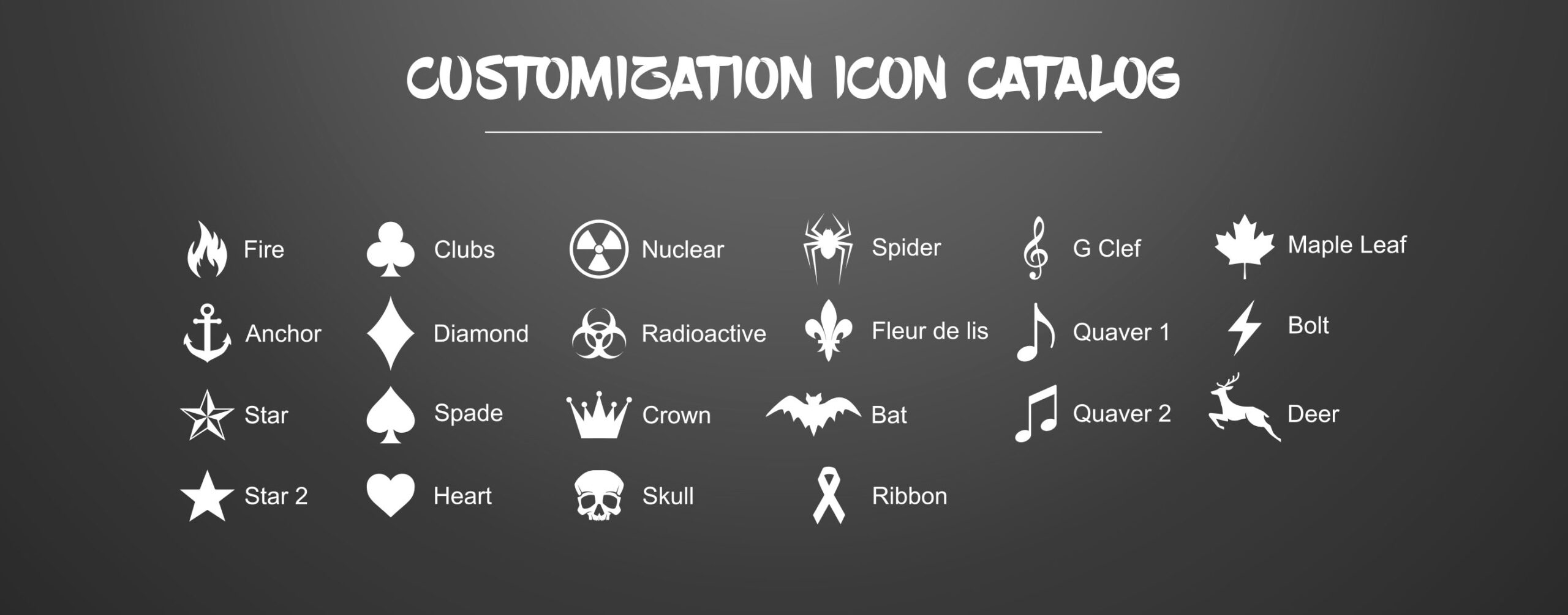 Customization icon catalog