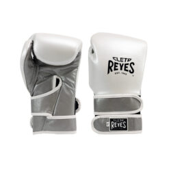 Cleto Reyes Double Strap Boxing Gloves - White Pearls -Silver