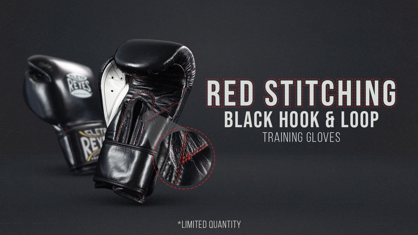 Red Stitching Black Hook and Loop Training Gloves - Limited Quantity