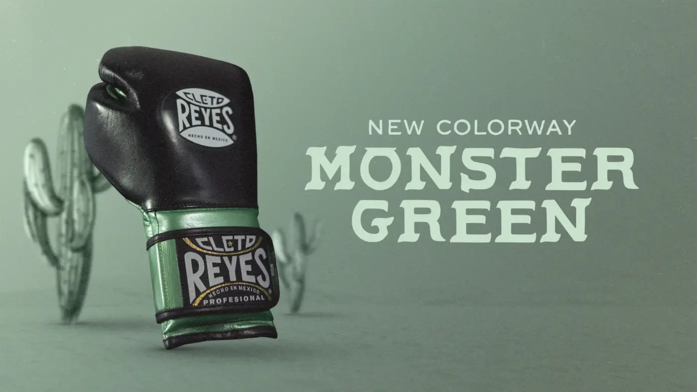 Cleto Reyes professional boxing gloves, Monster Green color banner | Cleto Reyes Shop