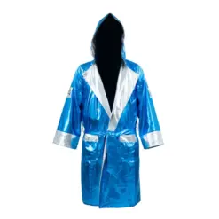 Cleto Reyes Boxing Metallic Robe With Hood Blue & Silver