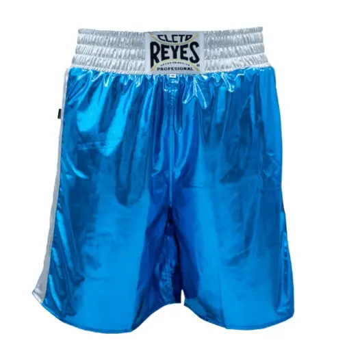 Cleto Reyes Boxing Metallic Trunks, Blue & Silver