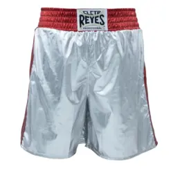 Cleto Reyes Boxing Metallic Trunks, Silver & Red